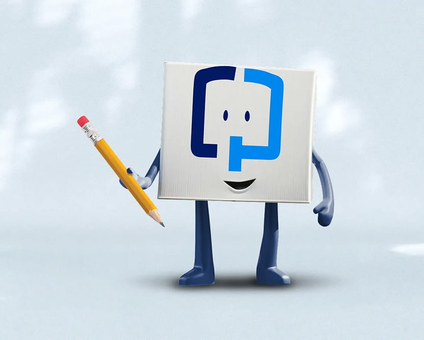 An animated version of the Cologuard box smiles as it holds a pencil.